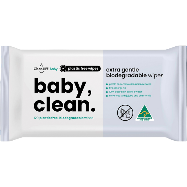 CleanLIFE Baby Clean Extra Gentle Plastic Free Wipes 120pk