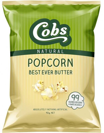 COBS NATURAL POPCORN BEST EVER BUTTER G/F 12X90G