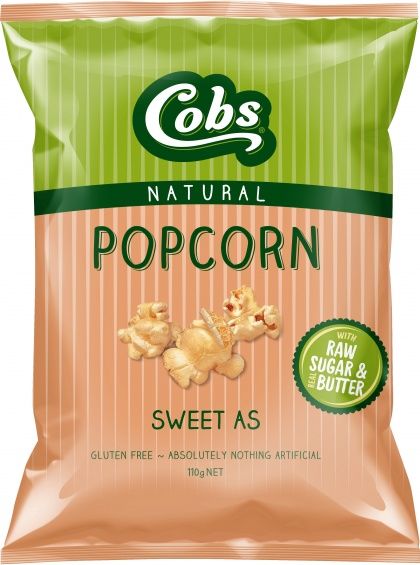 COBS NATURAL SWEET & BUTTERY POPCORN G/F 12X110G