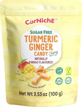 CORNICHE SUGAR FREE GINGER TURMERIC CANDY MANGO G/F 100G