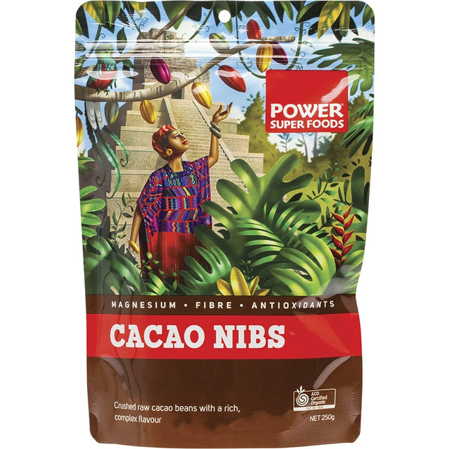 Power Super Foods - Cacao Nibs Raw Certified Organic   - 250g