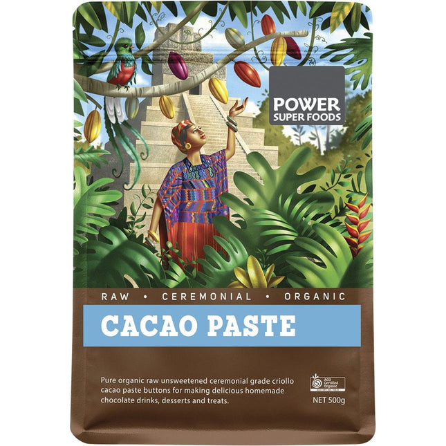 Power Super Foods - Cacao Paste Buttons Ceremonial Grade Certified Organic  - 500g