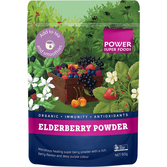 Power Super Foods - Elderberry Powder Certified Organic  - 60g
