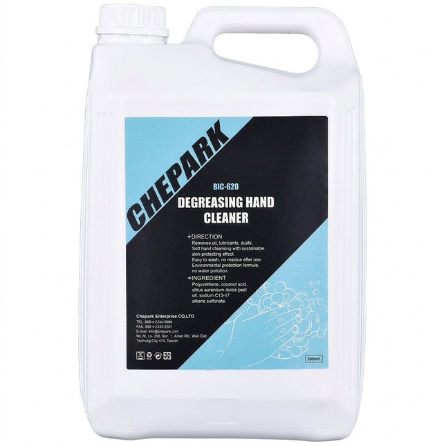 CHEPARK Degreasing hand cleaner, 5000ml, a very fine gel with high degreasing and antibacterial properties , includes dispenser pump