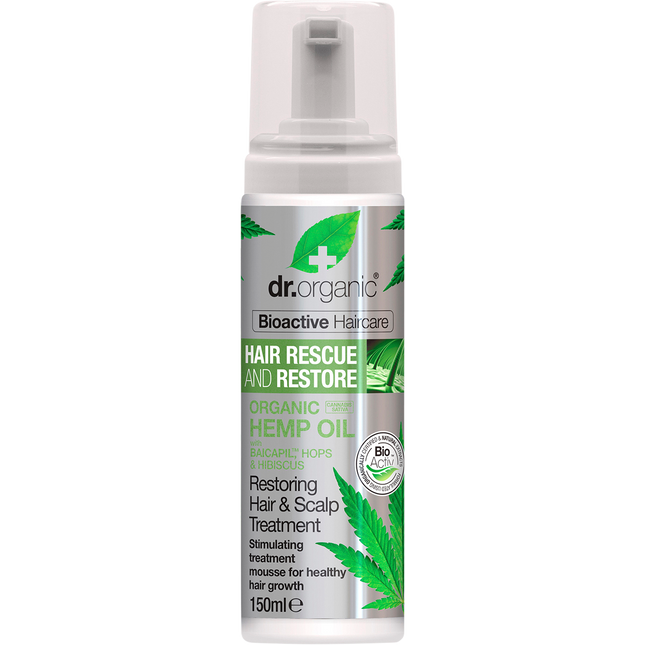 Dr. Organic Hair & Scalp Treatment Mousse Rescue Restore Hemp Oil 150ml