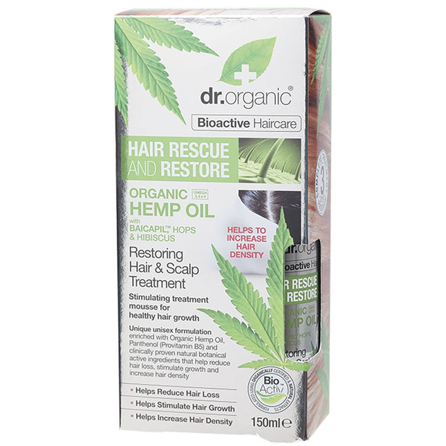 Dr. Organic - Hair & Scalp Treatment Mousse Rescue Restore Hemp Oil - 150ml
