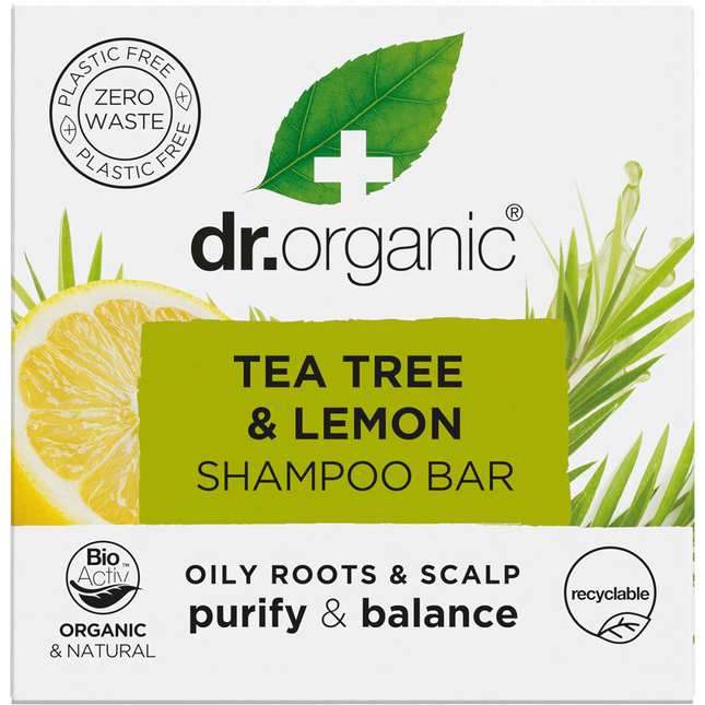 Dr. Organic Shampoo Bar Tea Tree & Lemon Oily Roots & Scalp 75g