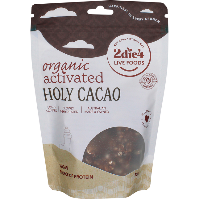 2die4 Live Foods Organic Activated Holy Cacao Granola Clusters 200g
