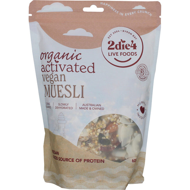 2DIE4 LIVE FOODS - ORGANIC ACTIVATED MUESLI VEGAN 600G