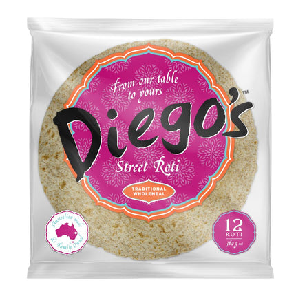DIEGO’S STREET ROTI TRADITIONAL WHOLEMEAL (12PK) 360G