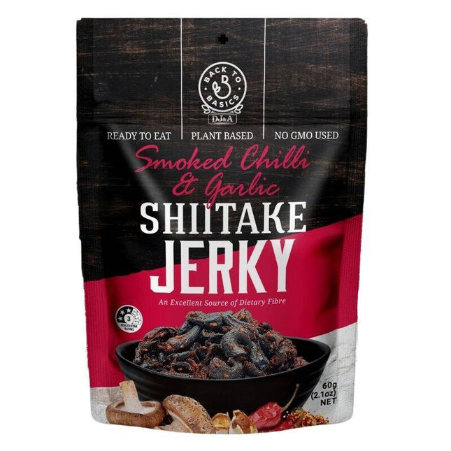 DJ&A VEGAN SHIITAKE JERKY SMOKED CHILLI & GARLIC 60G