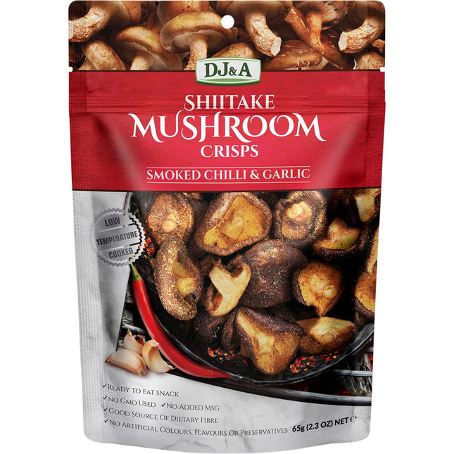 DJ&A - Shiitake Mushroom Crisps Smoked Chilli & Garlic - 9x65g