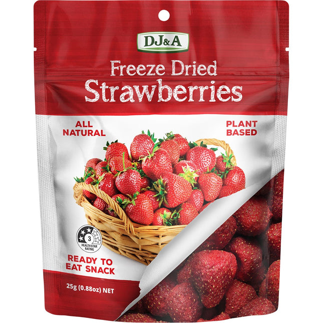 DJ&A Freeze Dried Strawberries 10x25g | Reusable Straw