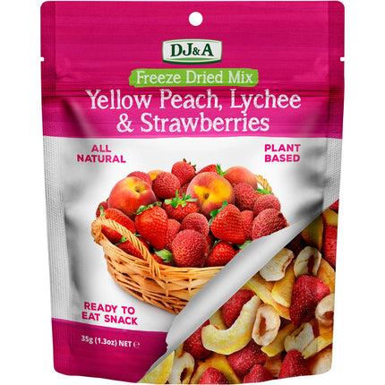 DJ&A - Freeze Dried Yellow Peach, Lychee & Strawberries - 10x35g