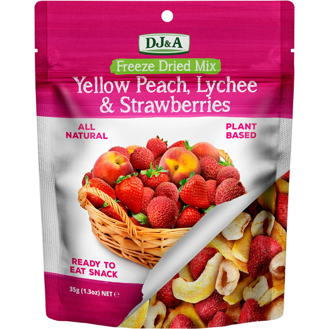 DJ&A - Freeze Dried Yellow Peach, Lychee & Strawberries - 10x35g
