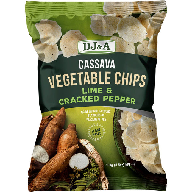 DJ&A - Cassava Vegetable Chips Lime & Cracked Pepper - 5x100g