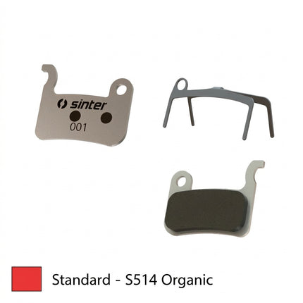 Sinter BRAKE DISC PADS - MTB standard premium pads, RED, Shimano A type | TRP | XTR BR-M975 | BR-M966 | BR-M965 | XT BR-M776 | BR-M775 | BR-M765 etc
