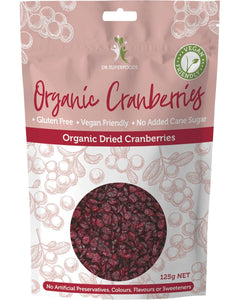 DR SUPERFOODS Dried Cranberries Organic 125g | Dried Fruit