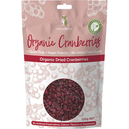 DR SUPERFOODS Dried Cranberries Organic 125g | Dried Fruit