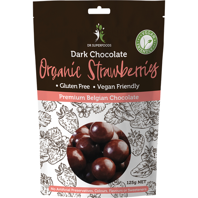 Dr Superfoods Organic Dark Chocolate Strawberries 125g