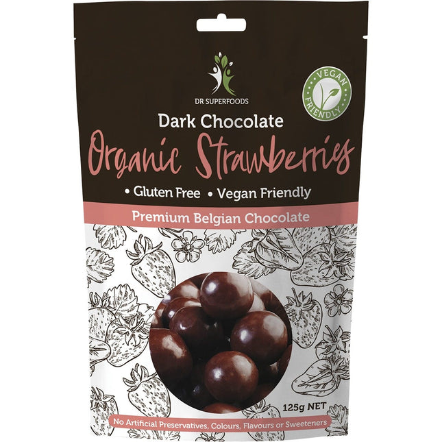 DR SUPERFOODS Strawberries Organic Dark Chocolate 125g