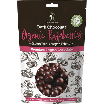 DR SUPERFOODS Raspberries Organic Dark Chocolate 125g