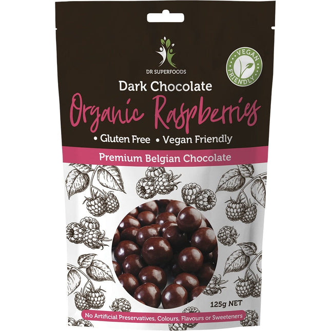 DR SUPERFOODS Raspberries Organic Dark Chocolate 125g