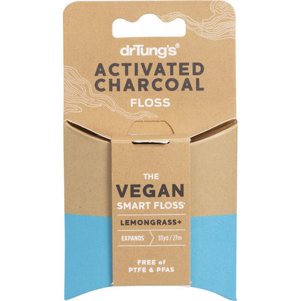 DR TUNGS Smart Vegan Dental Floss Activated Charcoal Lemongrass 27m | Oral Care
