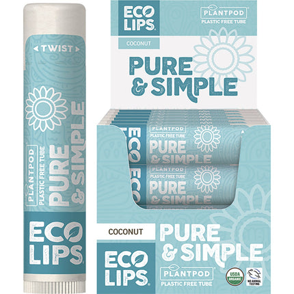 ECO LIPS Lip Balm Display Pure & Simple Coconut 24x4.25g