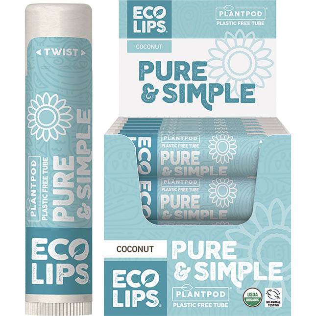 ECO LIPS Lip Balm Display Pure & Simple Coconut 24x4.25g
