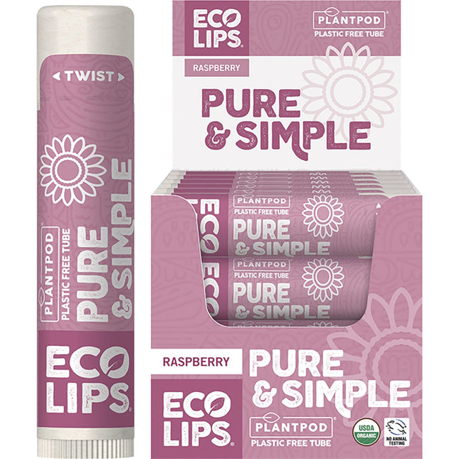 ECO LIPS Lip Balm Display Pure & Simple Raspberry 24x4.25g