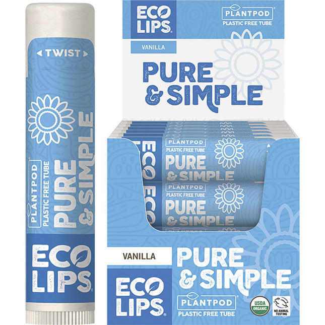 ECO LIPS - LIP BALM DISPLAY PURE & SIMPLE VANILLA 24X4.25G
