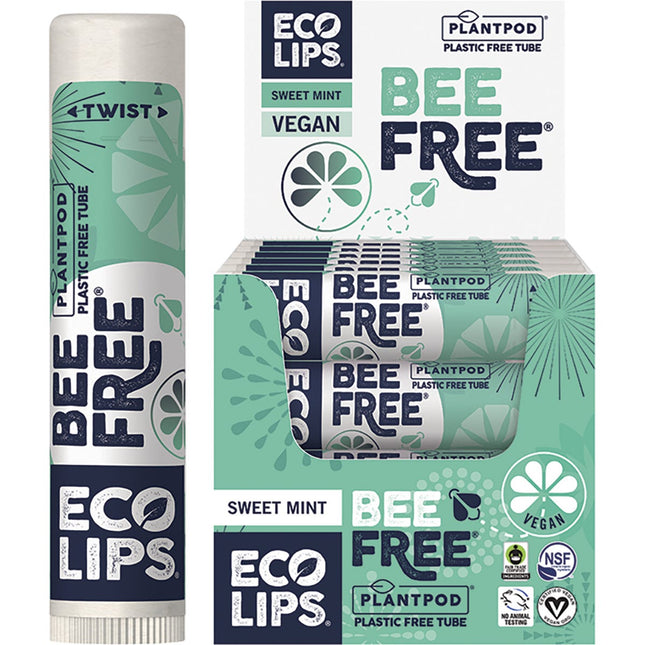 ECO LIPS Lip Balm Display Bee Free Sweet Mint 24x4.25g