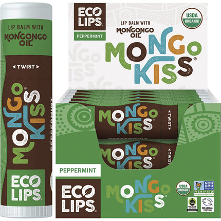 ECO LIPS Lip Balm Display Mongo Kiss Peppermint 15x7g