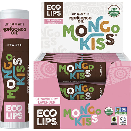 Eco Lips - Lip Balm Display Mongo Kiss Strawberry Lavender - 15x7g
