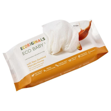 ECORIGINALS ORGANIC BABY WIPES NZ MANUKA HONEY 70 PACK