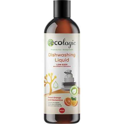 ECOLOGIC Dishwashing Liquid Sweet Orange & Clementine 500ml | Personal Wipe
