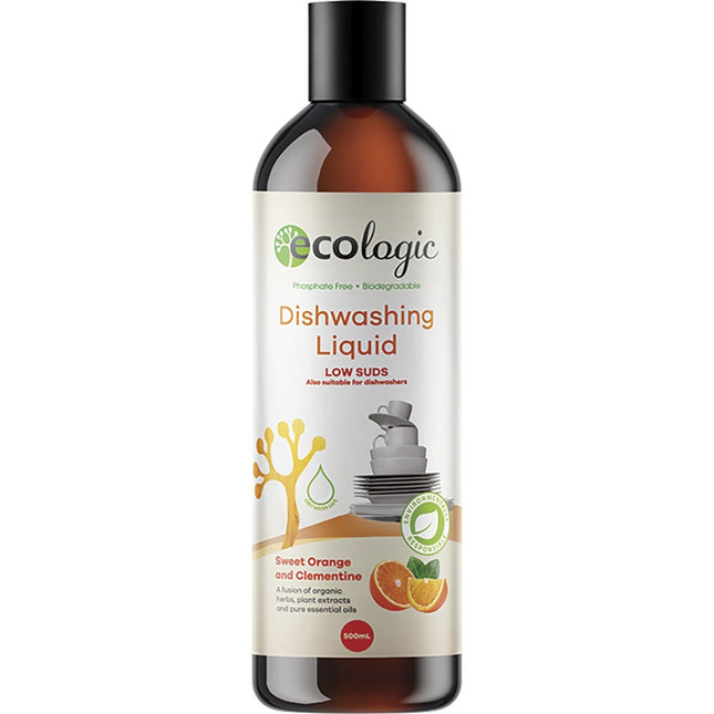 ECOLOGIC Dishwashing Liquid Sweet Orange & Clementine 500ml | Personal Wipe