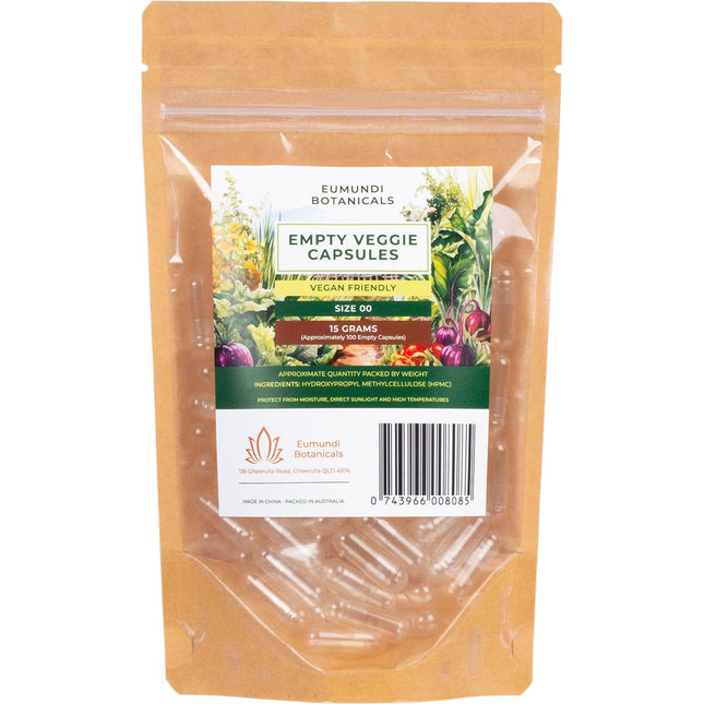 EUMUNDI BOTANICALS Empty Veggie Capsules Size 00 100 Caps | Health Supplement