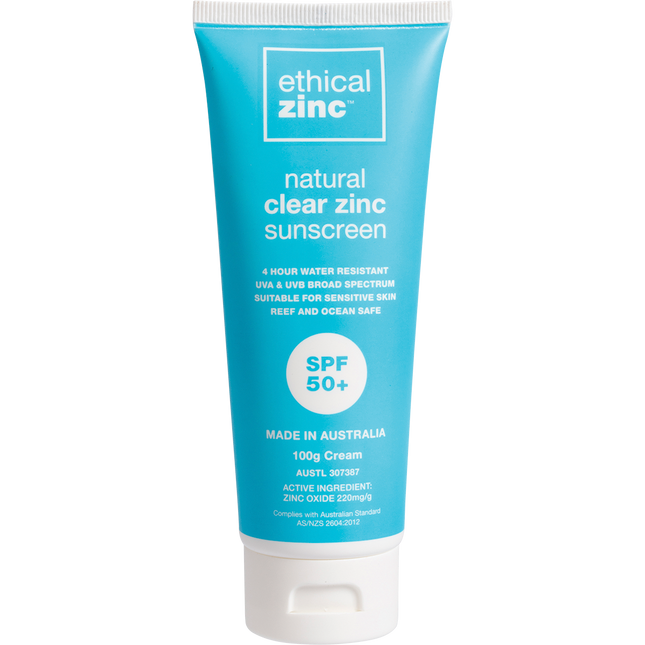 Ethical Zinc Natural Clear Zinc Sunscreen SPF 50+ 100g