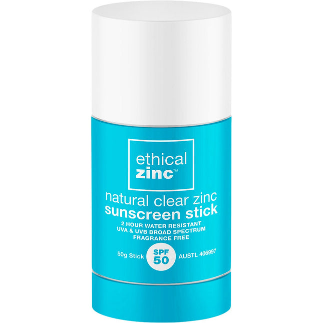 ETHICAL ZINC Natural Clear Zinc Sunscreen Stick SPF 50 50g
