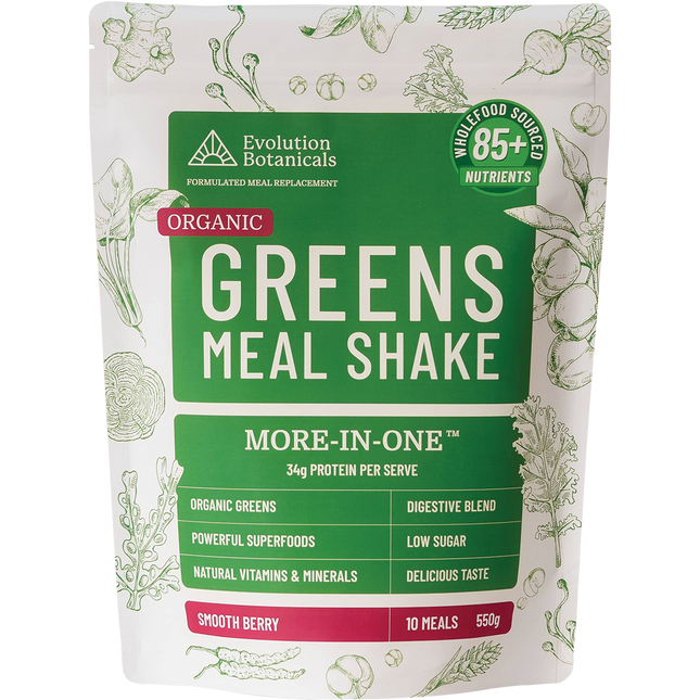Evolution Botanicals Organic Greens Meal Shake Smooth Berry 550g