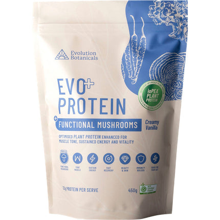 EVOLUTION BOTANICALS EVO+ Protein Functional Mushrooms Vanilla 450g | Protein Snack
