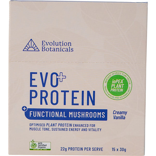 EVOLUTION BOTANICALS EVO+ Protein Functional Mushrooms Vanilla 15x30g | Hand Wash