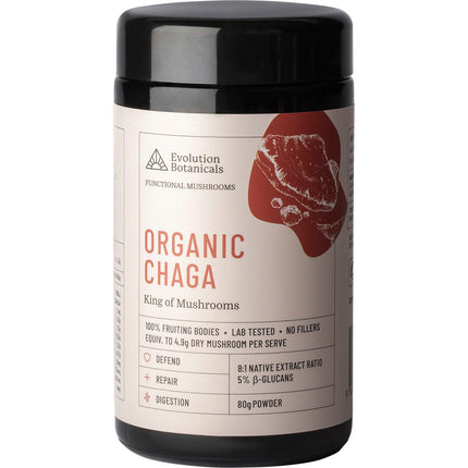EVOLUTION BOTANICALS Organic Chaga King of Mushrooms 80g | Mushroom Supplement