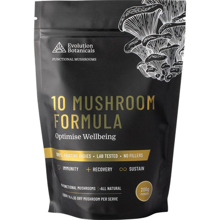 EVOLUTION BOTANICALS 10 Mushroom Formula Optimise Wellbeing 200g | Mushroom Supplement