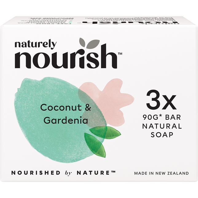 Naturely Nourish Natural Soap Bar Coconut & Gardenia 3pk