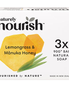 NATURELY NOURISH Natural Soap Bar Lemongrass & Manuka Honey 3pk | Body Wash