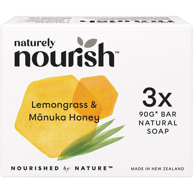 Naturely Nourish - Natural Soap Bar Lemongrass & Manuka Honey - 3pk