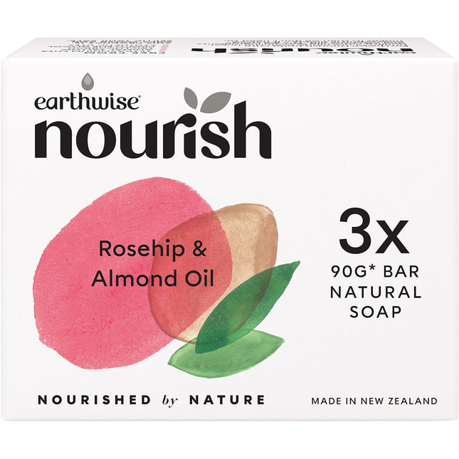 Naturely Nourish - Natural Soap Bar Rosehip & Almond Oil - 3pk